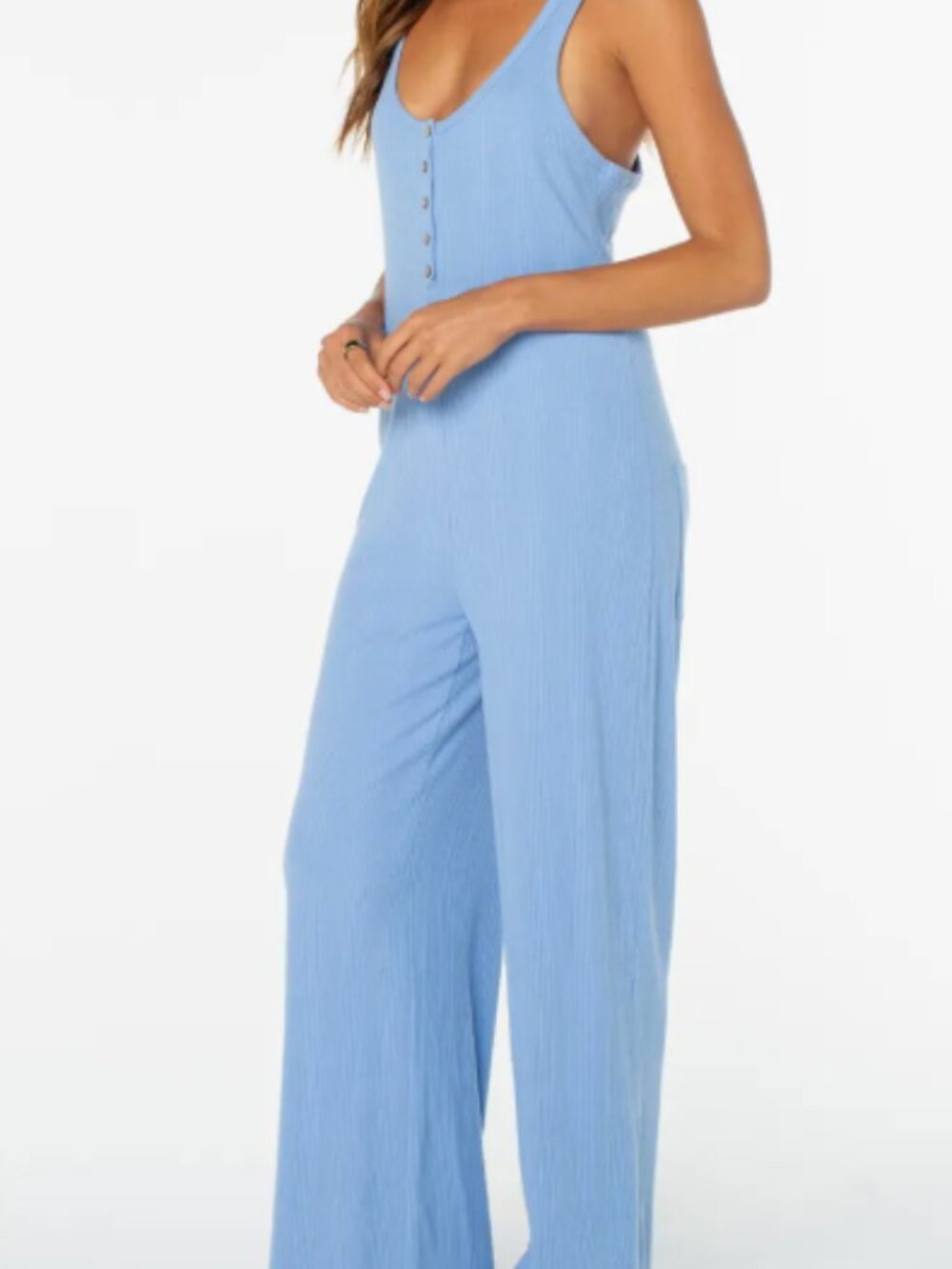 Roxy Running Tide Sleeveless Wide Leg Jumpsuit – Cornflower Blue – Small - Picture 14 of 15